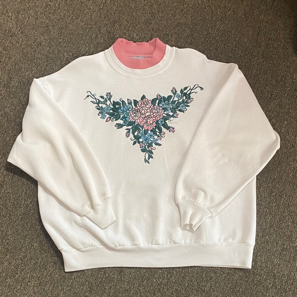 Vintage Puffy Paint White Sweatshirt